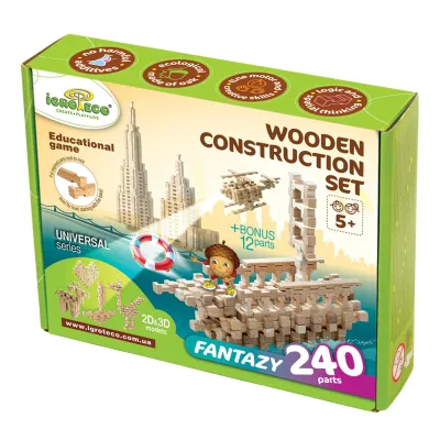 Holzbaukasten Fantasie – 240 Teile, ab 5 Jahren — Vorderseite der Verpackung